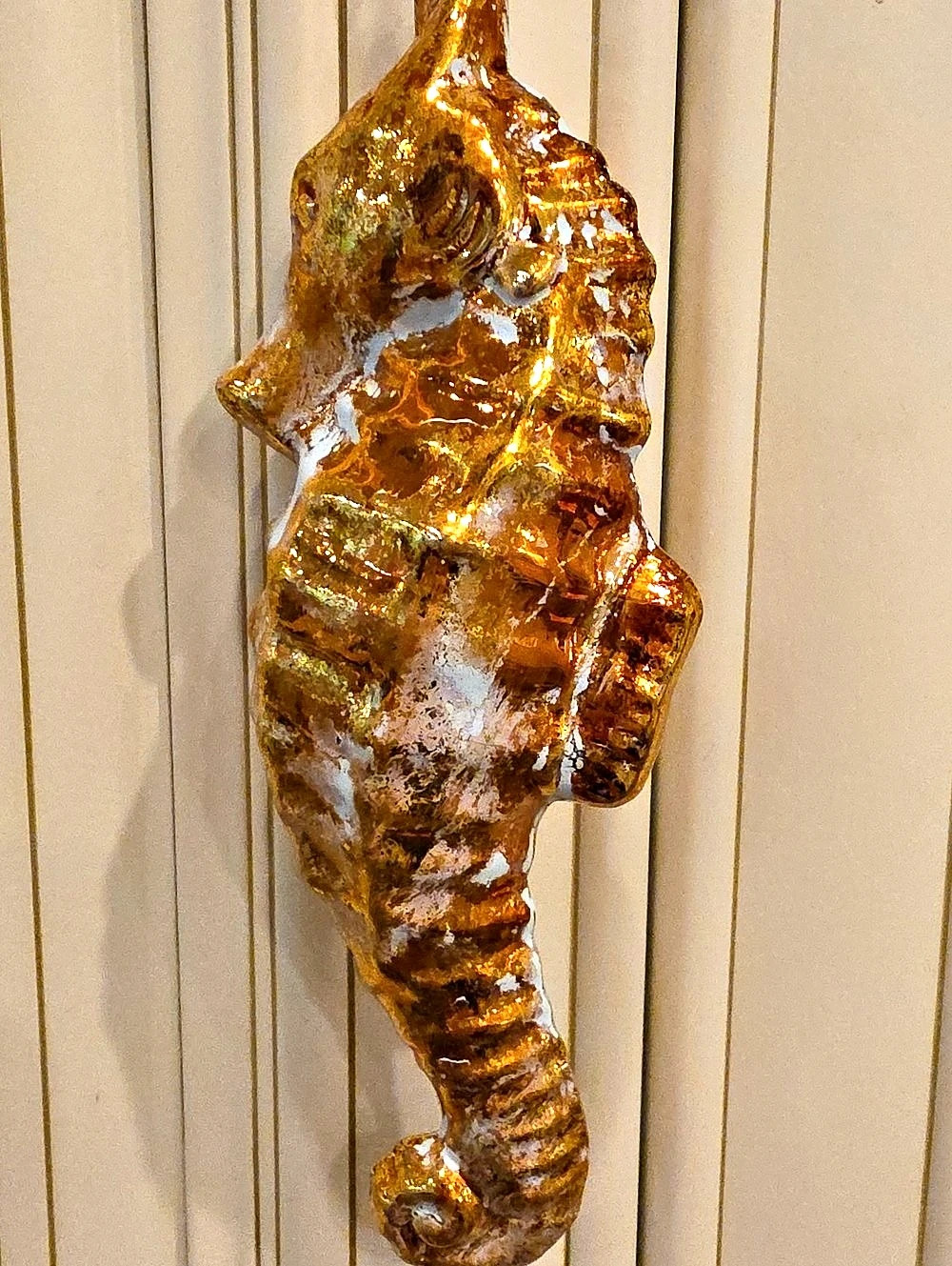 Gold & White Seahorse Ornament